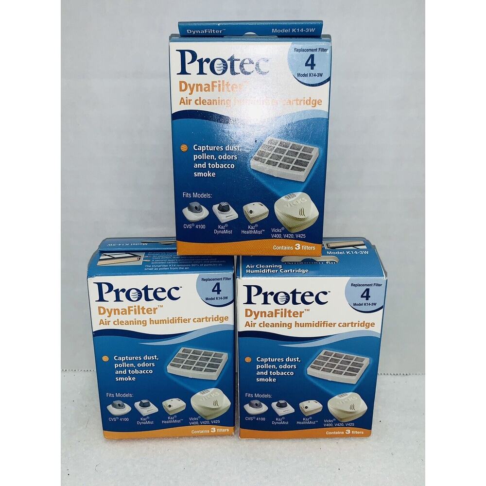 Lot of 3 PROTEC DynaFilter Air Cleaning Humidifier Cartridge K14-3W @ 3 Filters
